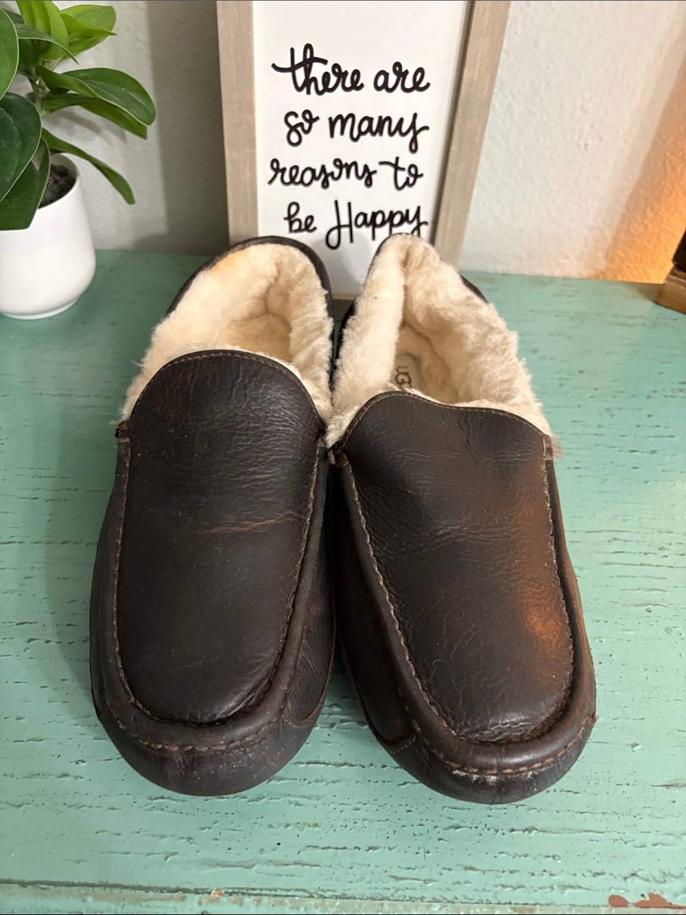 UGG Men's Dark Brown Shearling-Lined Slip-On Loafers